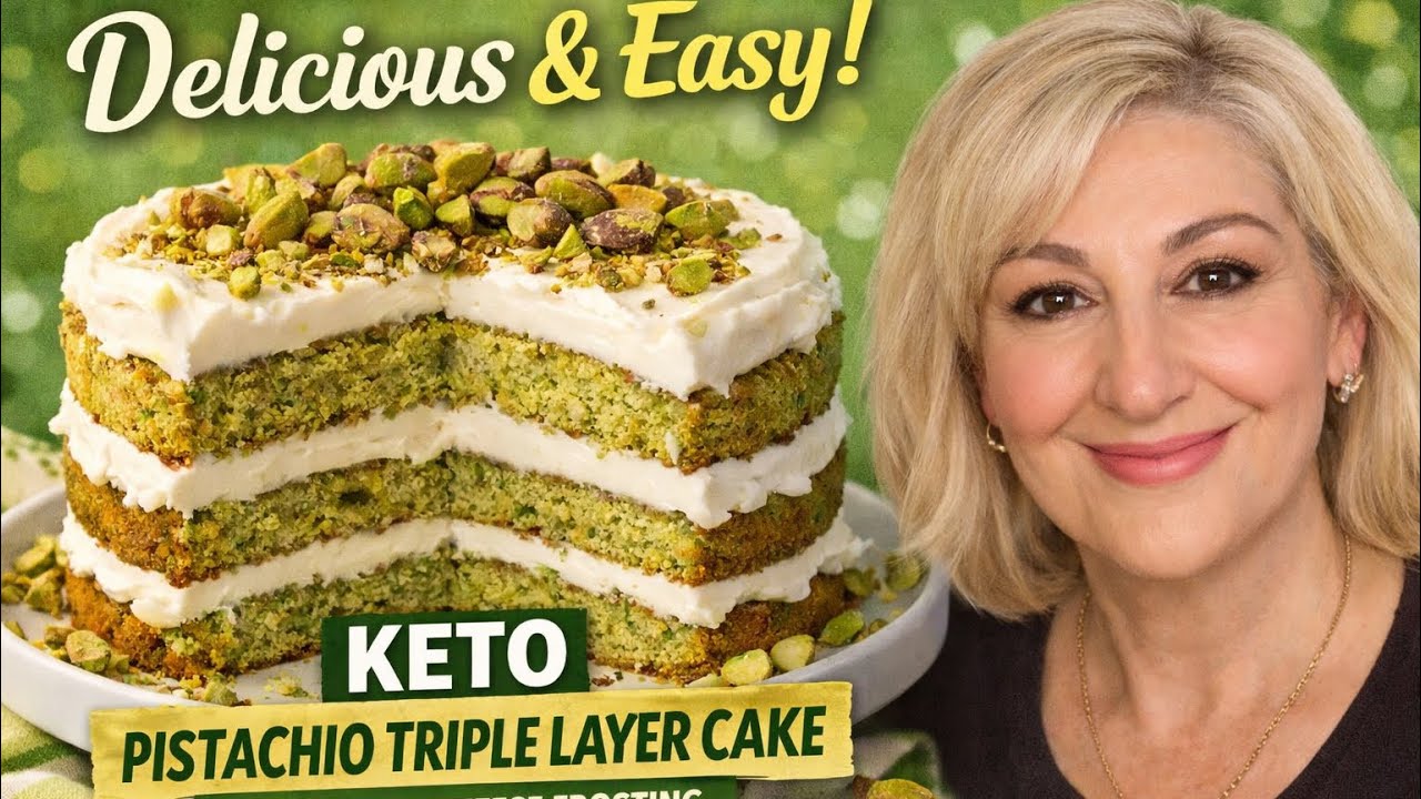 Trending at the moment - How to make a moist Keto Pistachio Cream Cheese Cake!