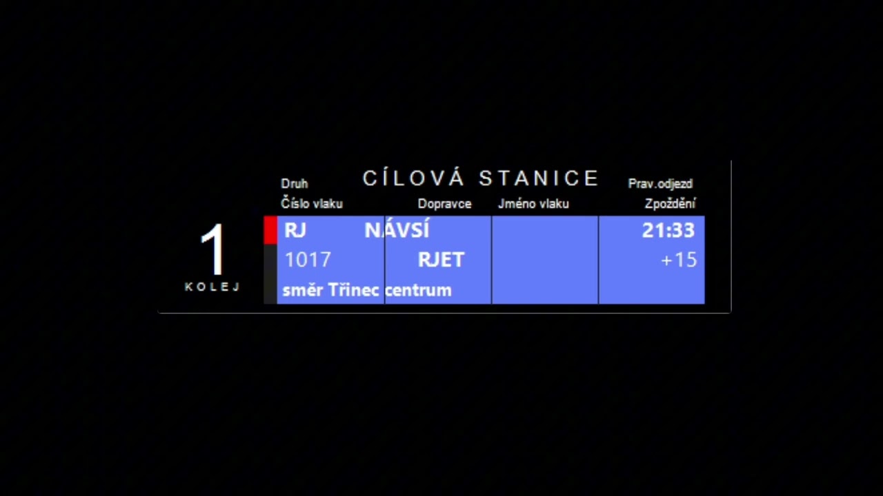 Hlášení Vlaku RJ 1017 Praha - Návsí | STANICE HAVÍŘOV