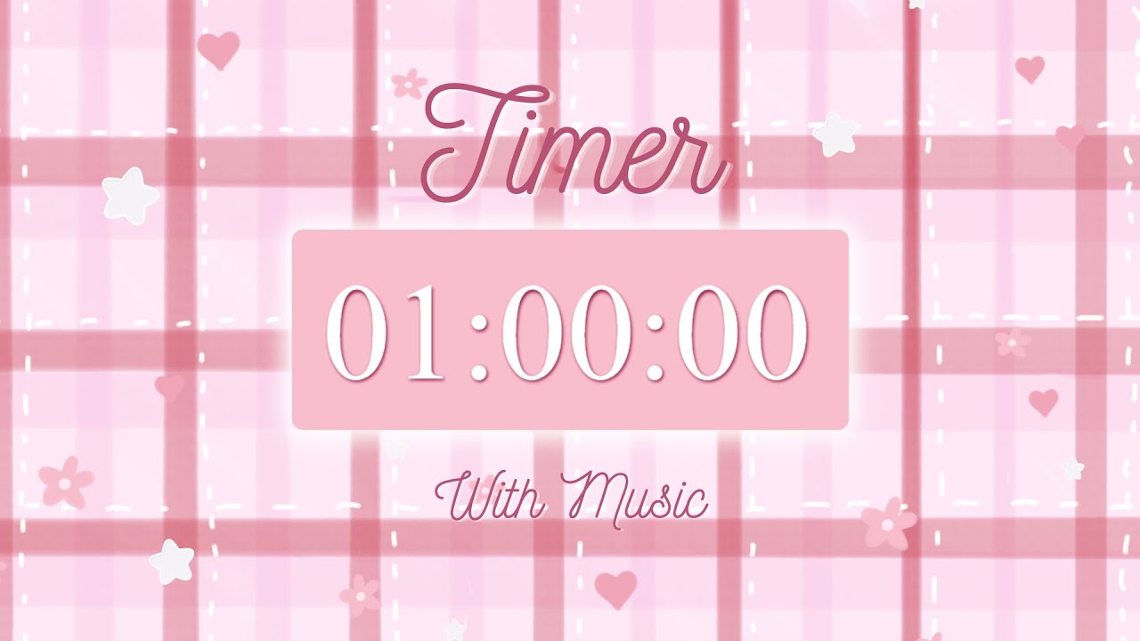 ‧₊˚ ⋅ Cute and Aesthetic Pink 1 Hour Timer for Productivity With Music ‧₊˚ ⋅