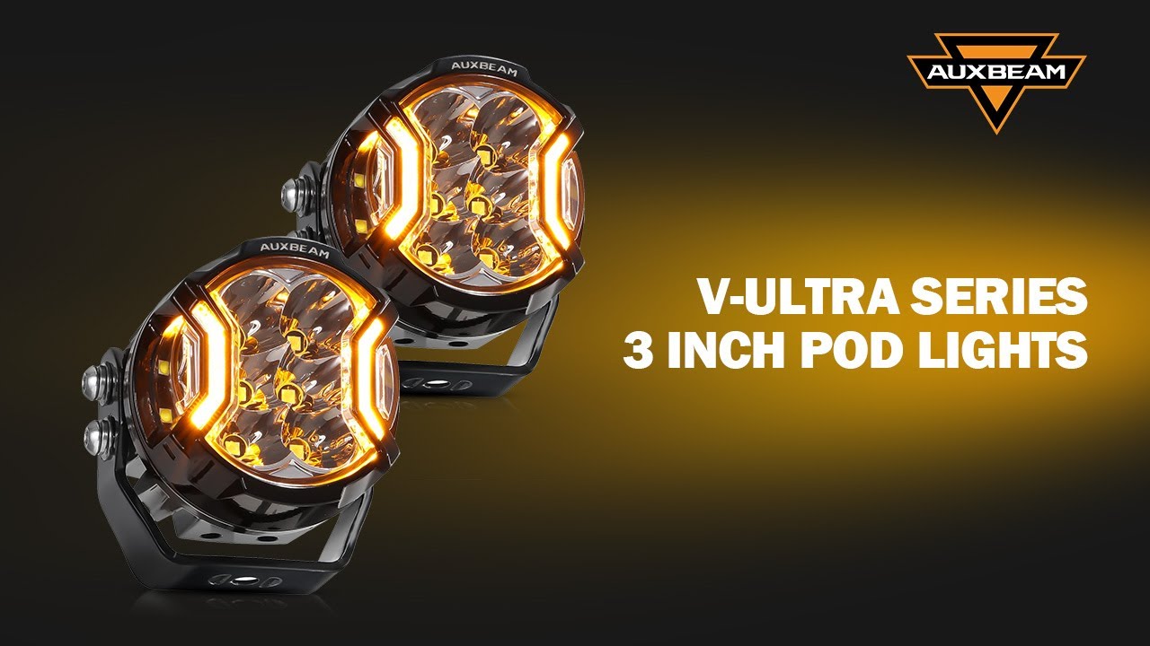 Auxbeam&reg; V-ULTRA Series 3 Inch 108W LED Side Shooter White Pod Lights with Amber DRL