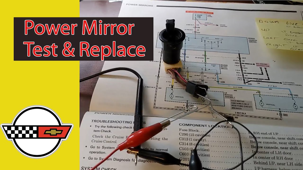 How To: Corvette C4 Power Mirror test and replace