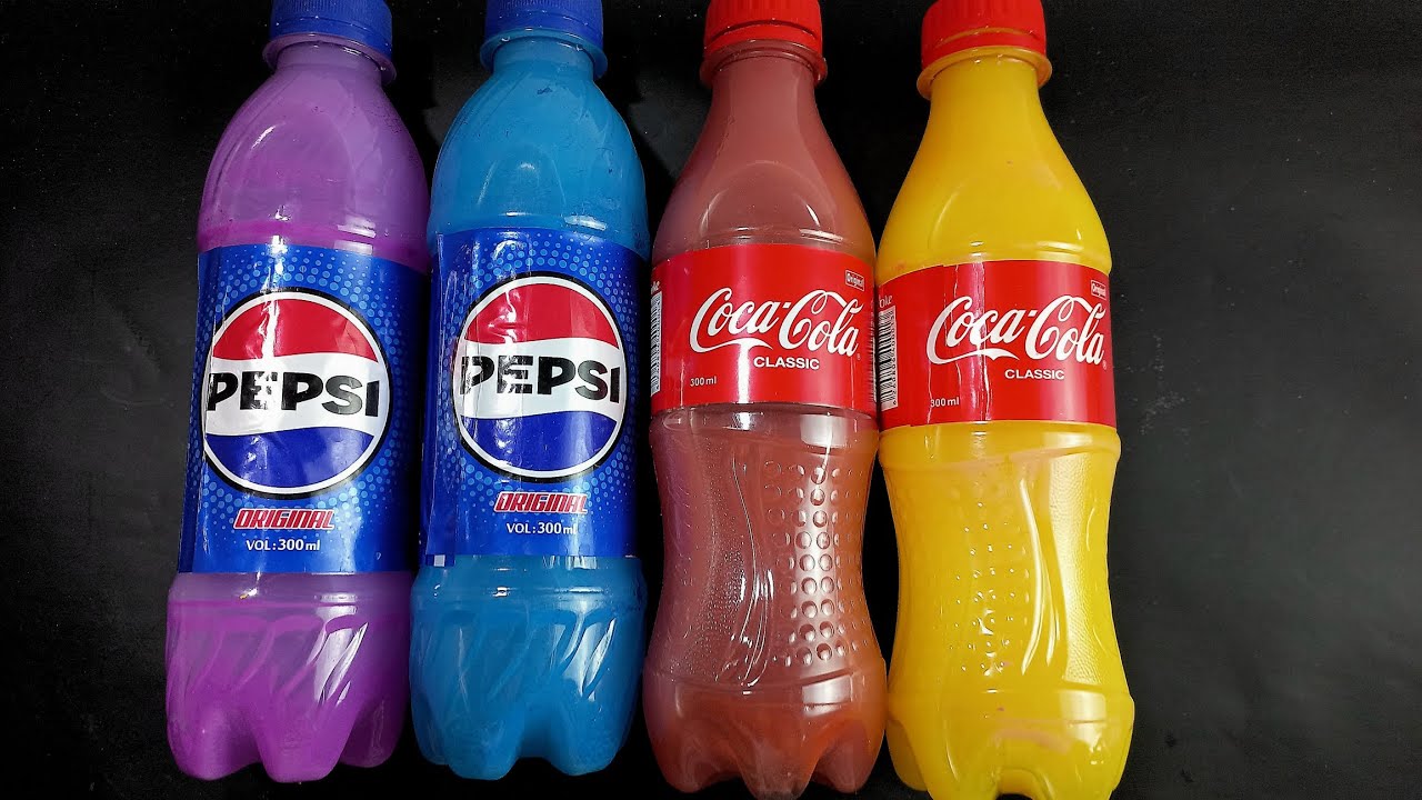 ASMR Learn Colors| Yummy Mixing  Rainbow Satisfying Coca Cola & Pepsi Colors