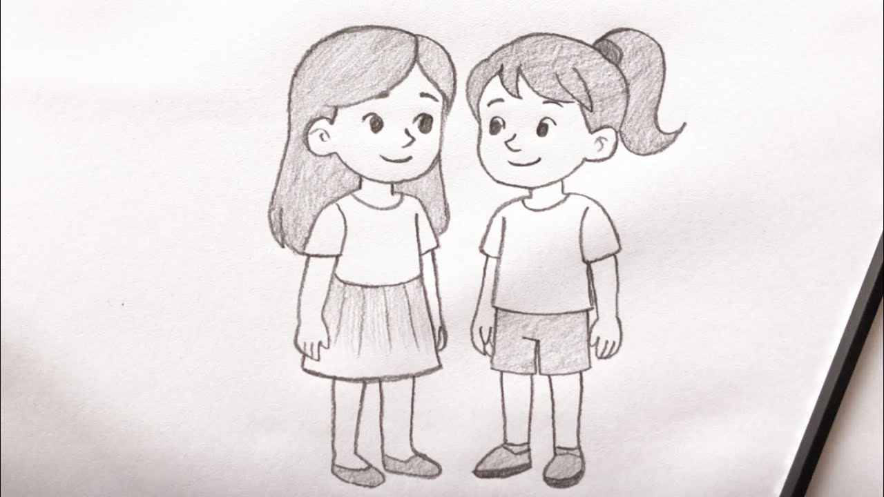 Cute Drawing Art of BEST Friends || Pencil sketch ☺️☺️