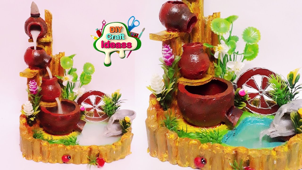 How to make Fountain used Newspaper | Incense water fall diy ideas | Diy Fountain | Diy craft ideas