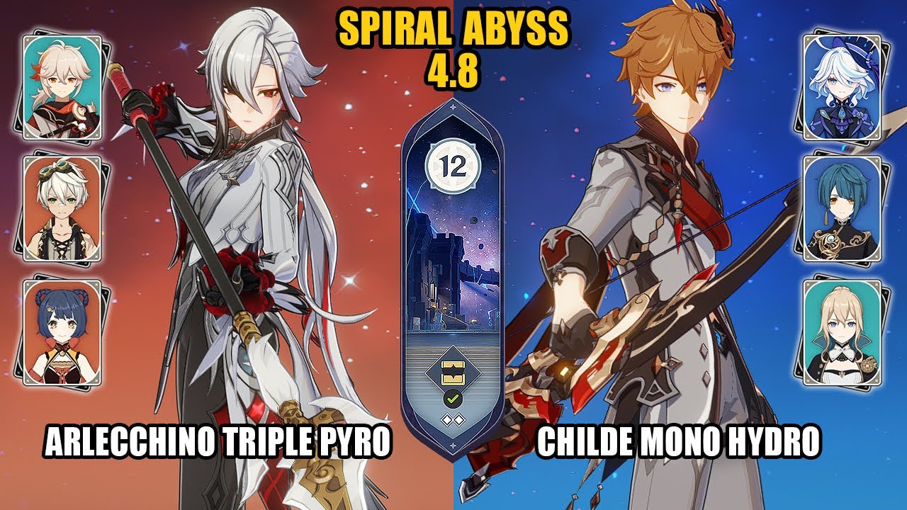 (F2P) Arlecchino Triple Pyro & Childe Mono Hydro | Spiral Abyss 4.8 - Floor 12 | Genshin Impact