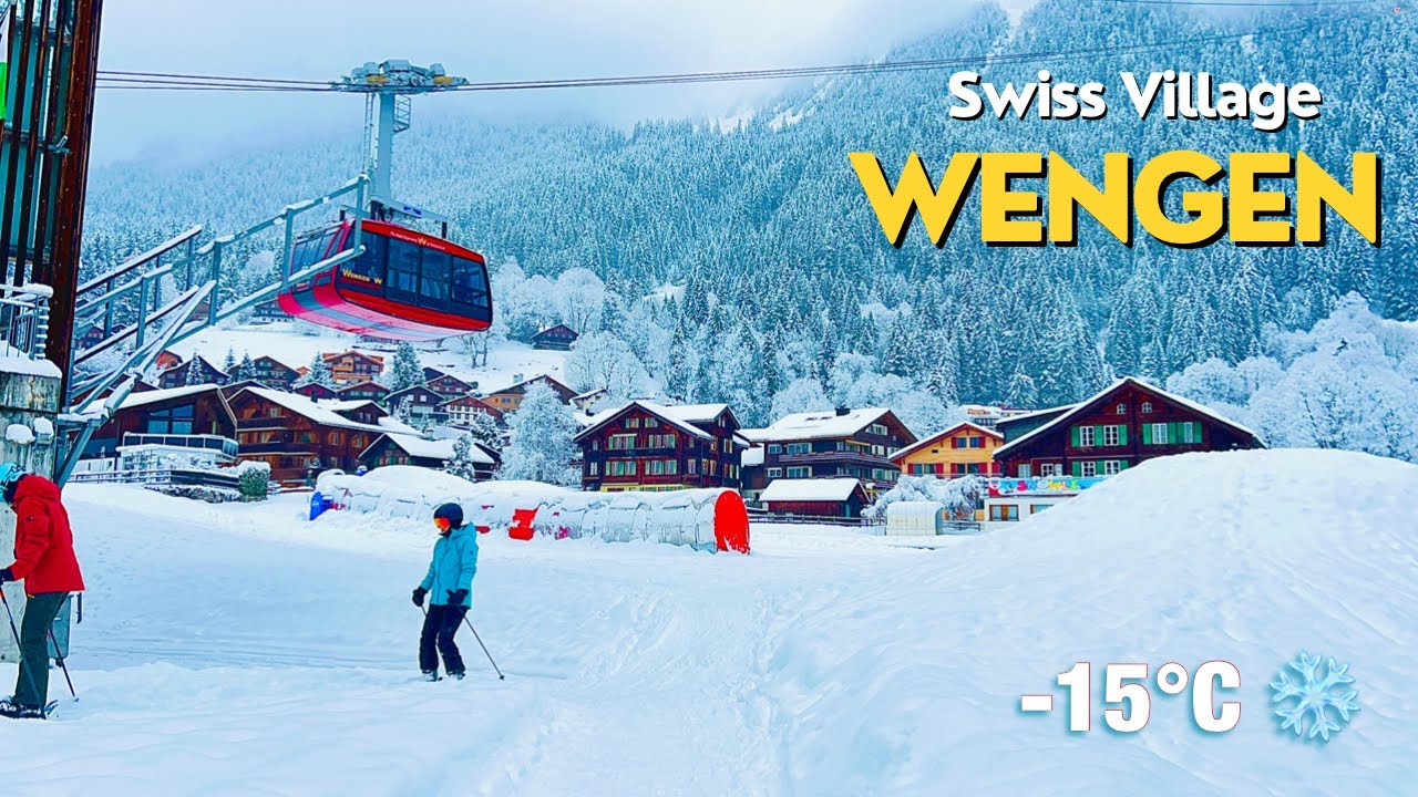 Magical Swiss Village Covered with Heavy Snow _ Wengen Switzerland 4k