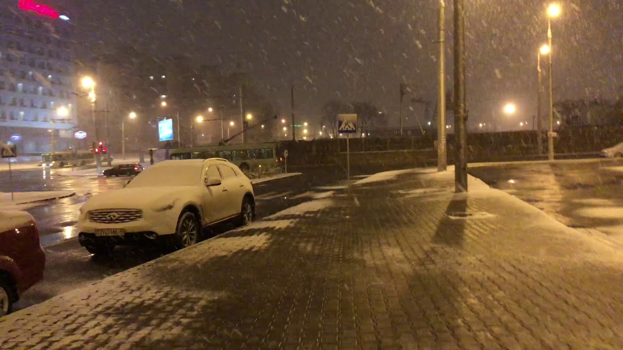 Snow fall Minsk Belarus