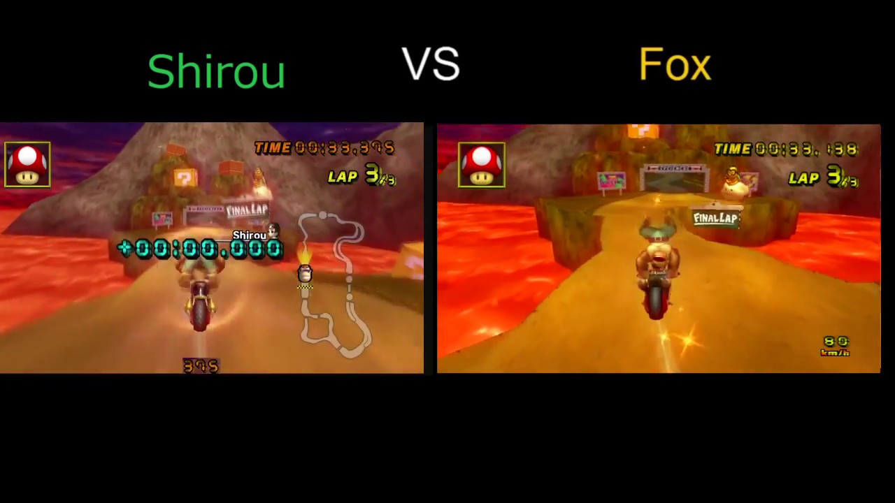 [MKW] Grumble Volcano [Shirou vs Fox] (Splitscreen)