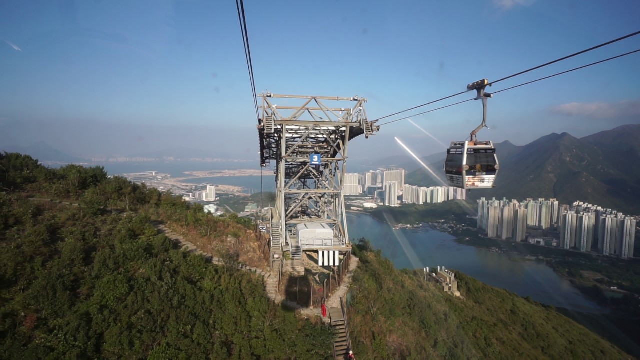 Hong Kong, cable car ride from Tung Chung Cable Car Terminal to Ngong Ping Cable Car Terminal