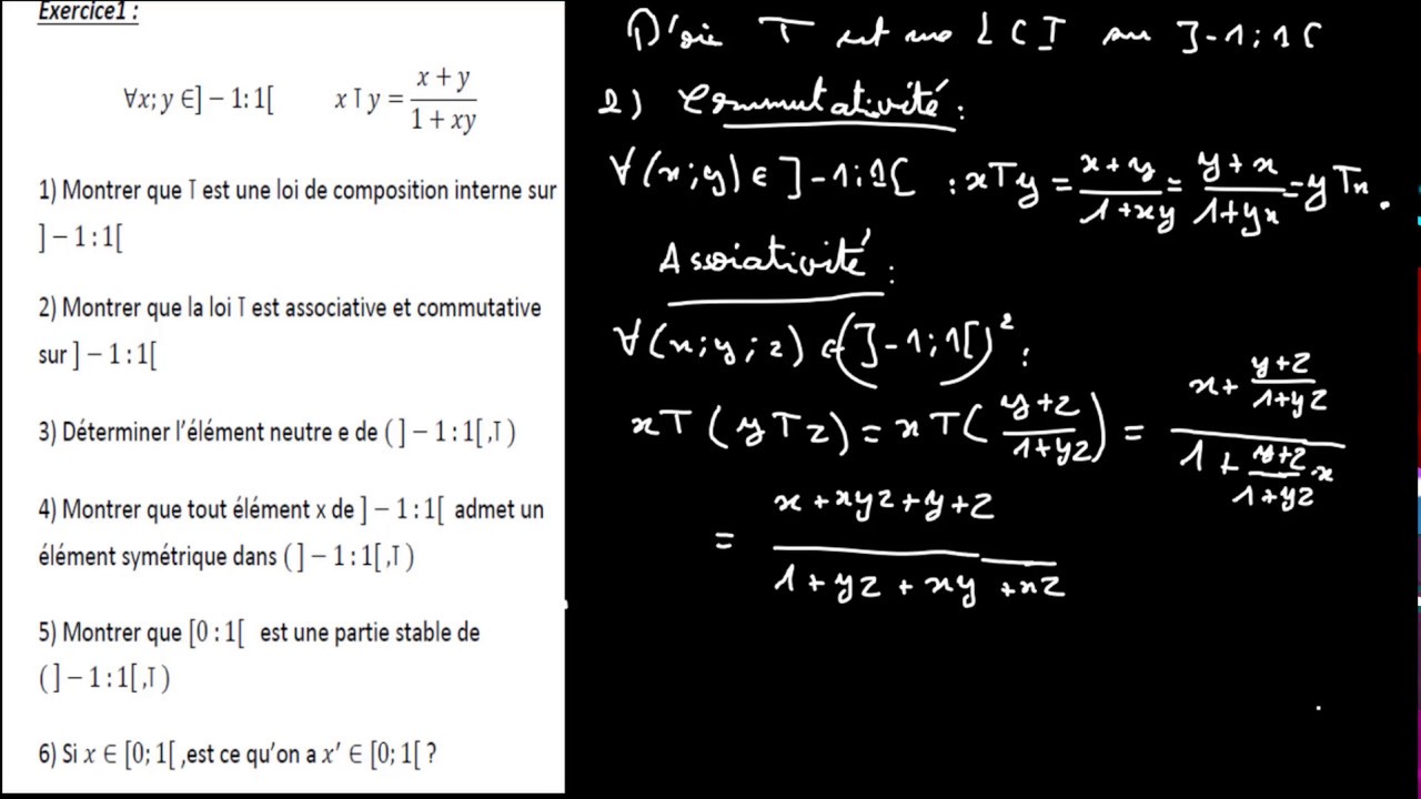 Les structures algébriques : Exercice 1