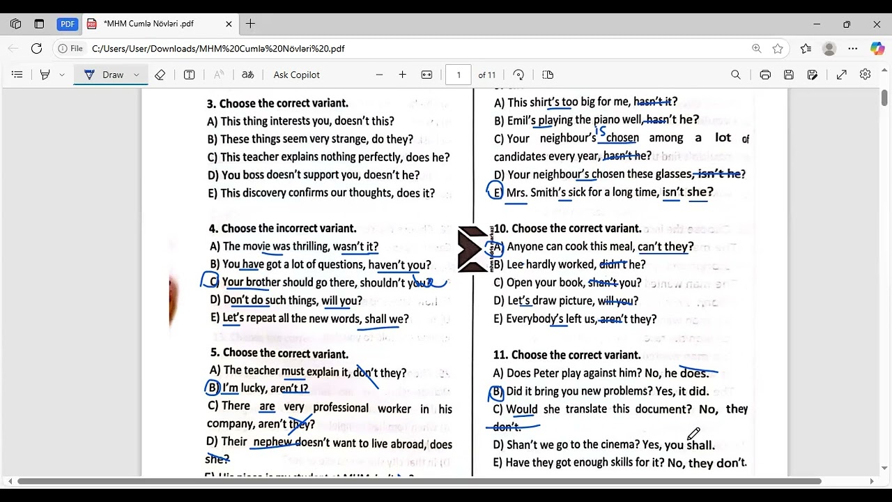 MHM Types of Sentences (Cumle Novleri) #miq #sertifikasiya #abituriyent