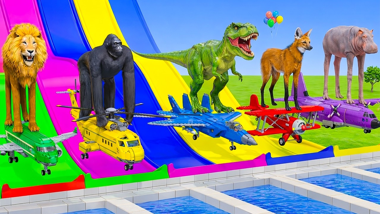 Long Slide Game With Cow Elephant Gorilla Hippopotamus Tiger 3d Animal Game Funny 3d Animals