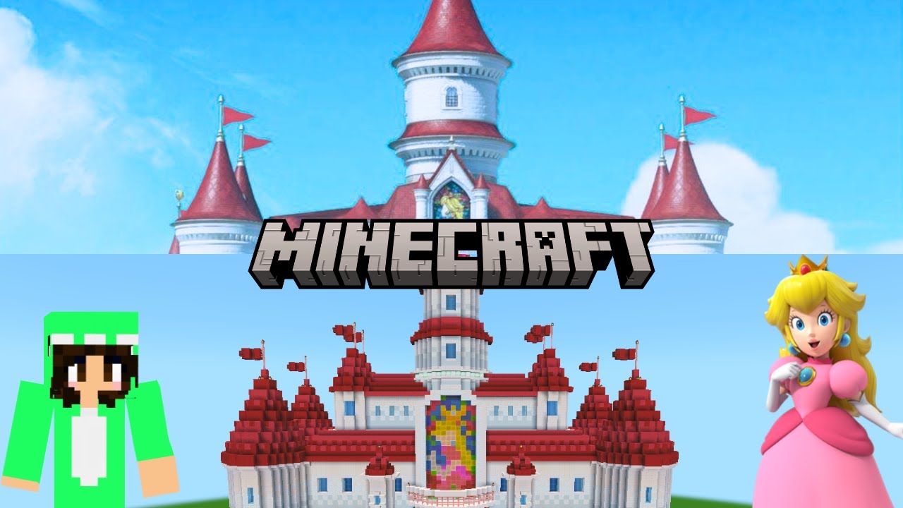 Building Princess Peach's castle from Mario in Minecraft
