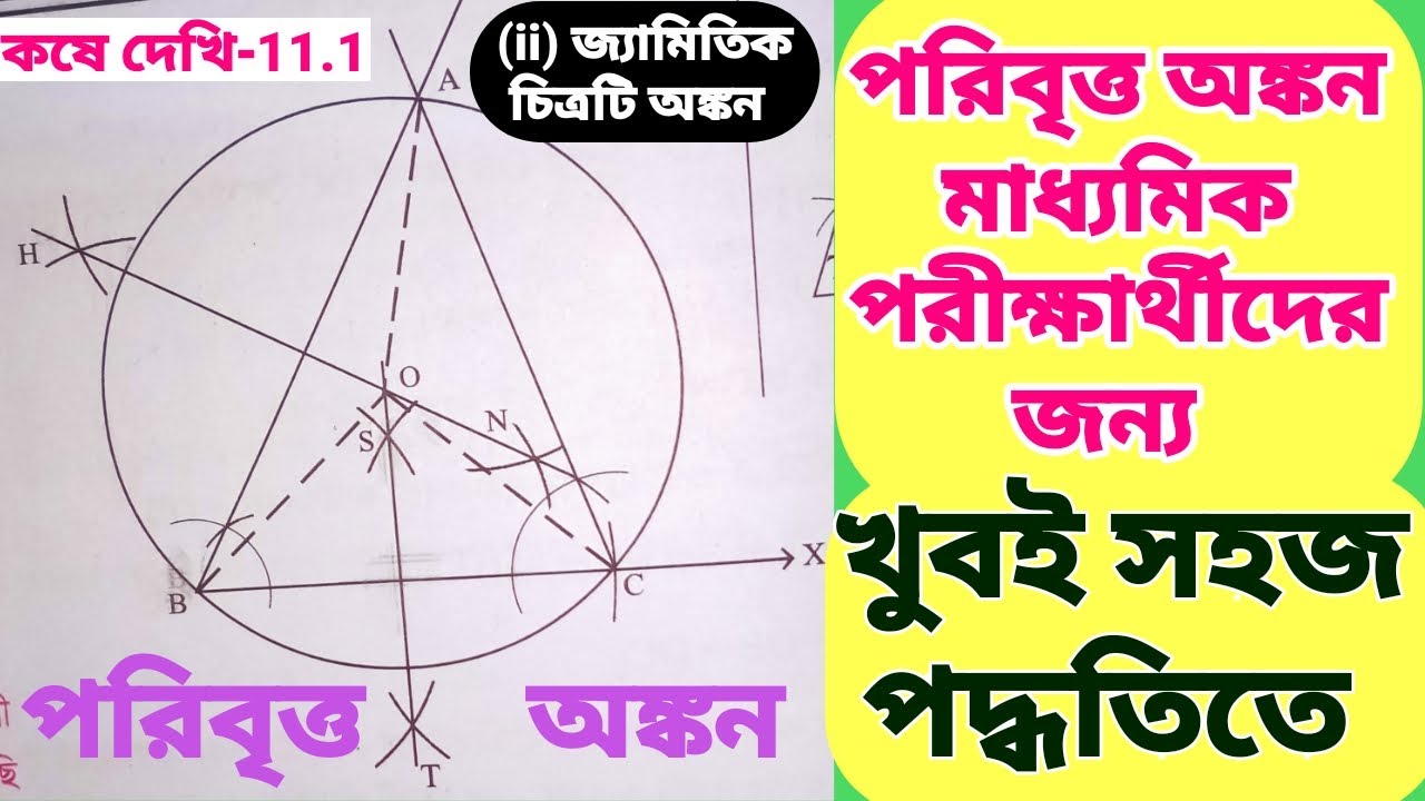 একটি সমদ্বিবাহু ত্রিভুজ যার ভূমির দৈর্ঘ্য 5.2 সেমি এবং সমান বাহুর প্রত্যেকটির দৈর্ঘ্য 7 সেমি।Class X
