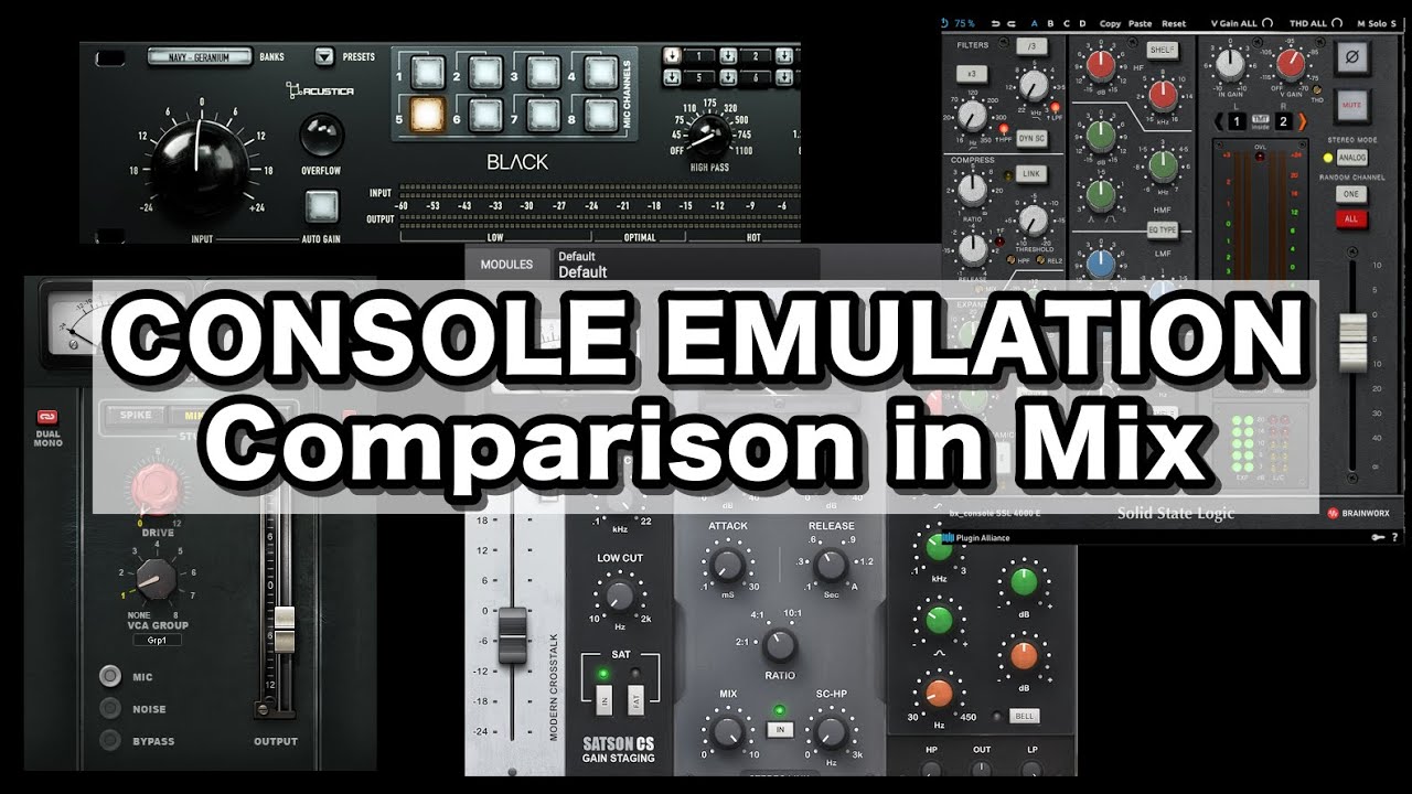 Console Emulation Plugin Comparison (Brainworx, Waves, Sonimus, Acustica)