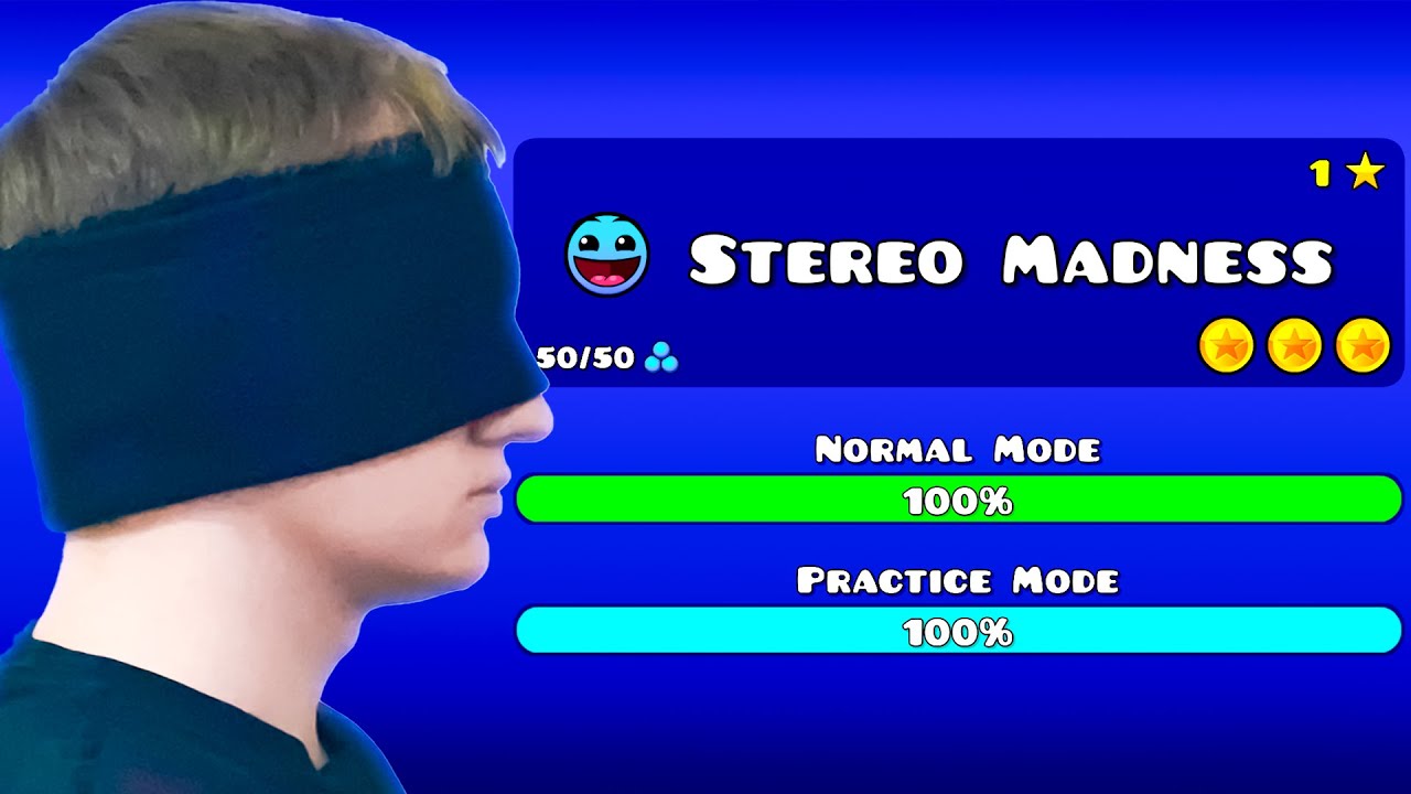 Прохожу ВСЛЕПУЮ Stereo Madness в Geometry Dash