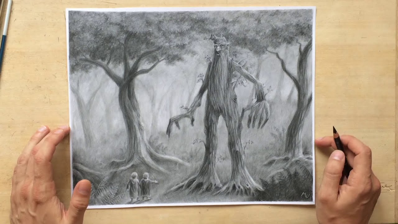 Treebeard Charcoal Pencil Drawing - The Lord of the Rings