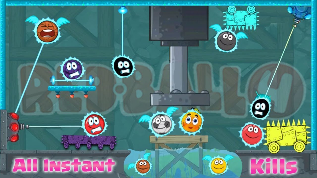 INSTANT KILLS of All Balls By WATER + LASER + PISTON + CARTS COLORFUL in Red Ball 4.