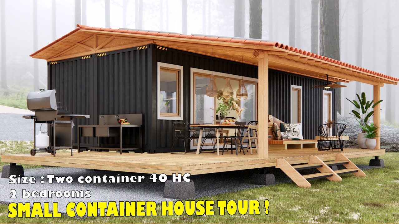Small container house tour ! small house made of two 40 HC Containers