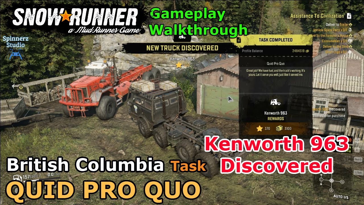 SnowRunner - Quid Pro Quo | How to unlock Kenworth 963 | British Columbia, Canada task Phase 10