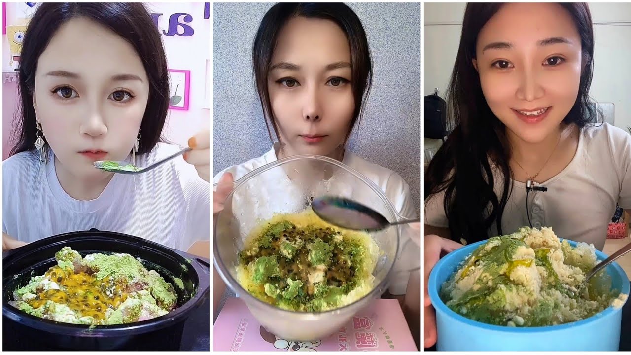 ASMR SOFT ICE EATING | MATCHA & MILK POWDER with PASSION FRUIT | RELAX VIDEO