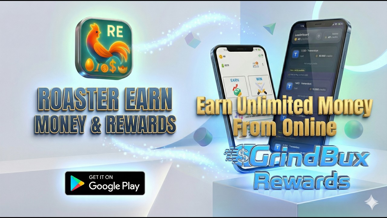 #Firstsolution,  Best Apps to Earn Unlimited Money Online in 2026! (Roaster Earn & GrindBux)