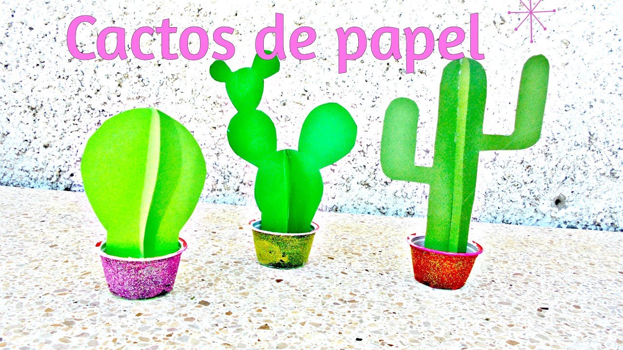 Cactos de papel com vasinhos feitos de c&aacute;psulas 🌵