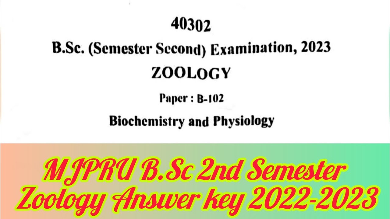 MJPRU B.Sc 2nd Semester Zoology Question Paper Answer key 2022-2023