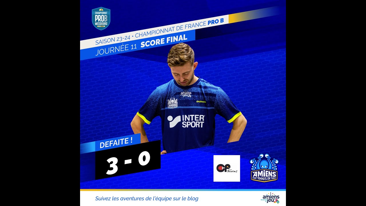 FOURAS vs AMIENS SPORT TENNIS DE TABLE (3/0) ProB J11 le mardi 6 fevrier 2024