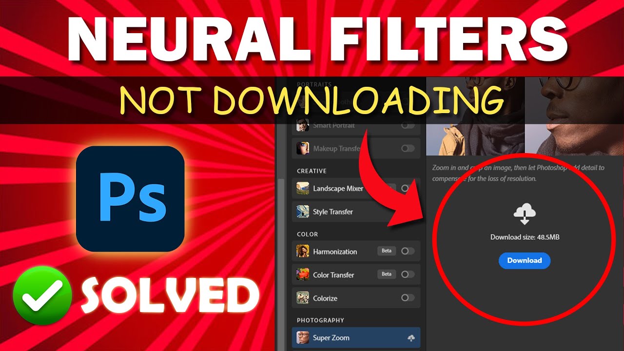 Neural Filters not downloading Photoshop Problem Solved Urdu/Hindi
