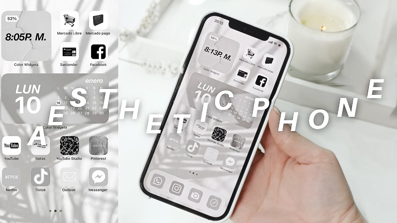 Como PERSONALIZAR tu IPHONE📱iOS15 con &Iacute;CONOS y WIDGETS 🤍 aesthetic tema GREY ✨