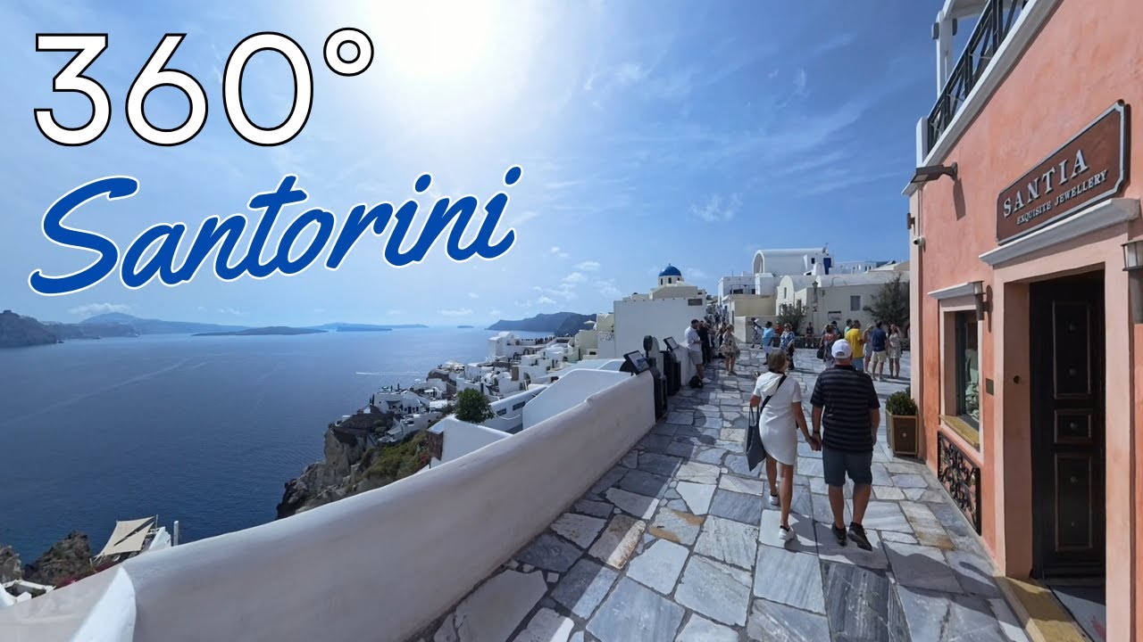 Walk through Oia in 8K 360&deg;, Santorini, Greece, VR Travel (shot w/Insta360 X4)