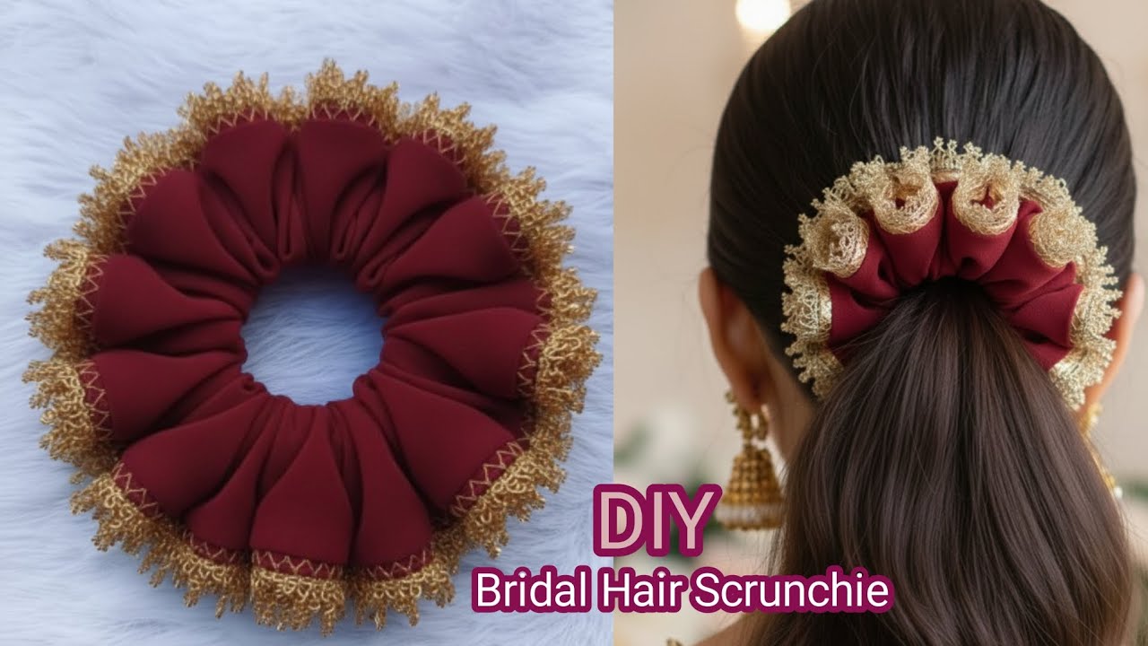 How to make Bridal Scrunchie/Gajra at Home | Wedding Party wear Hair Accessories DIY#diy 