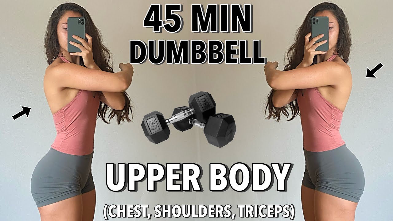 45 MIN DUMBBELL UPPER BODY WORKOUT - Chest, Shoulders, Triceps - Summer Shred Day 9