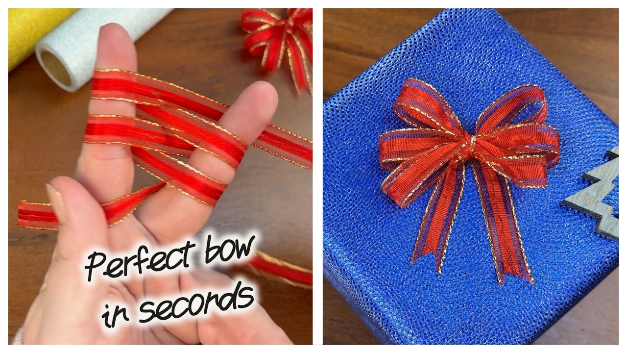 Easiest DIY Gift Bow Ever! Make a Perfect Christmas Bow in Seconds 🎁✨