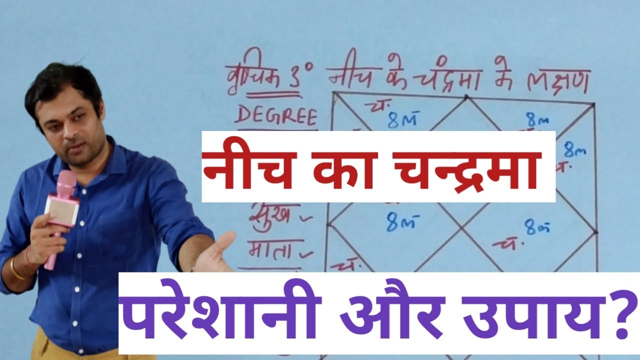 नीच के चंद्र के लक्षण और दिक्कतें, Neech ke chandra ke upay, effect of debilitated moon and remedies