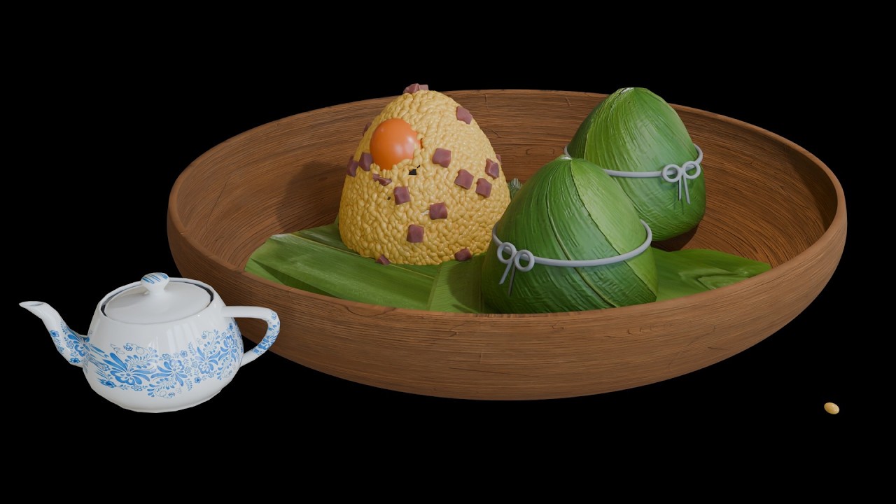 Blender 5  : sticky rice dumpling preview2.Blender5 : 创建糯米粽子预览2