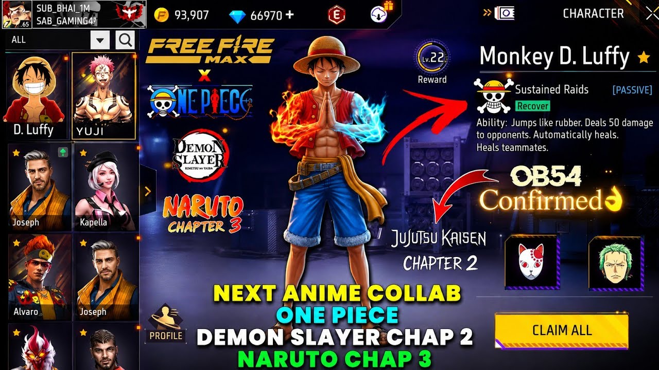 OB54 Jujutsu Kaisen Chapter 2 Confirmed 🤯 Naruto Chapter 3 Free Fire 2026 | Next Anime Collab Event