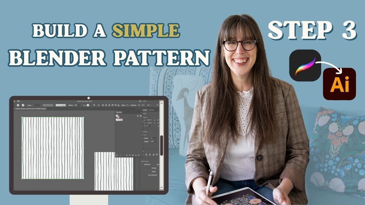 Draw a simple Holiday Blender Pattern | Procreate to Illustrator