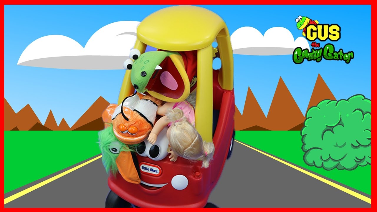 Outdoor Playground Fun with Gus the Gummy Gator Driving Little Tikes Cozy Coupe