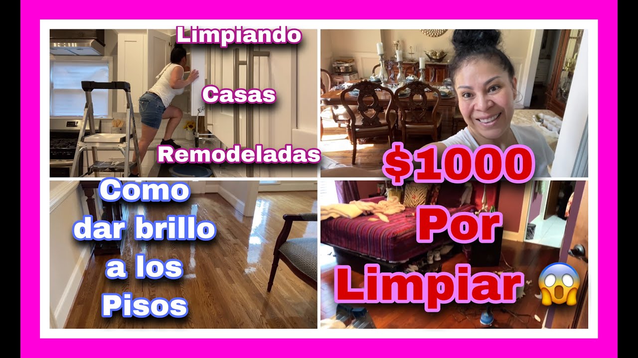 # limpiezadecasasenUSA 💵COBRE $1000 POR LIMPIAR UNA CASA GIGANTE 😱CÓMO DAR BRILLO A LOS PISOS ‼️