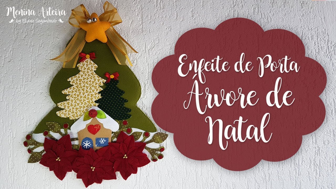 Enfeite de Natal para Porta Árvore de Natal de Feltro com Molde Gratuito