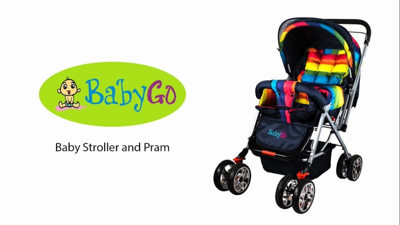 BabyGo Delight Reversible Baby Stroller & Pram with Mosquito Net, Mama Diaper Bag & Wheel Breaks