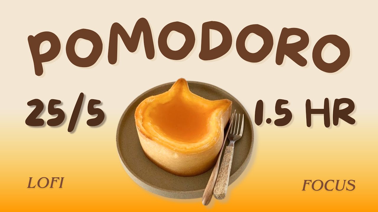 🍮 Basque Burnt Cheesecake | 25/5 Pomodoro Timer · 1.5HRS | Lo-fi Café Ambience | Study With Me