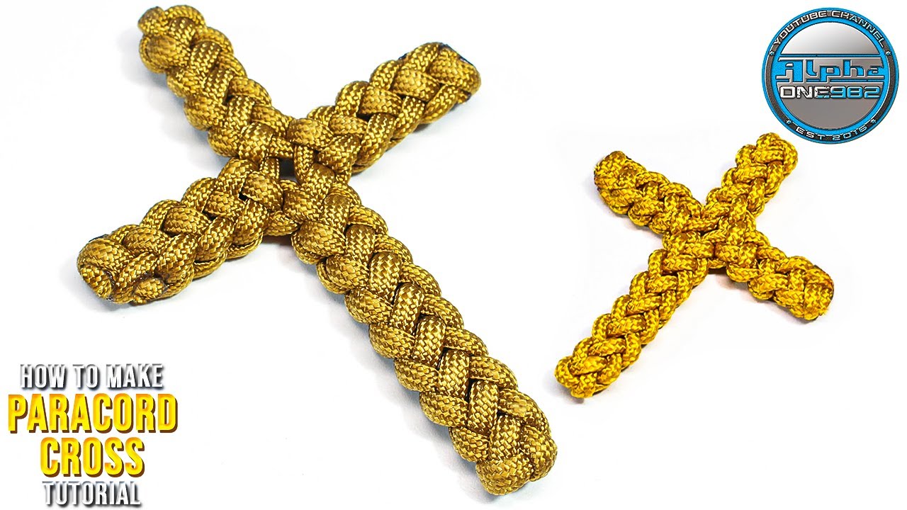 How to Make a Paracord Cross, Necklace, Key fob, Pendant - Vertical Crown Knot - Square Knot