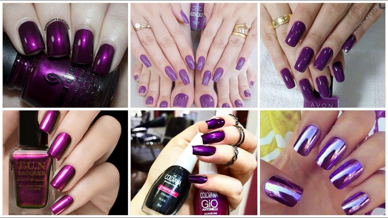 high class trendi purple color nail polish color ideas