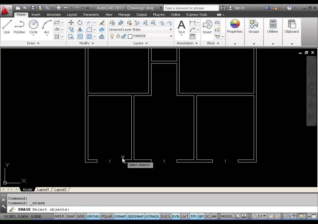 Planta Baixa 2 - AutoCAD passo-a-passo