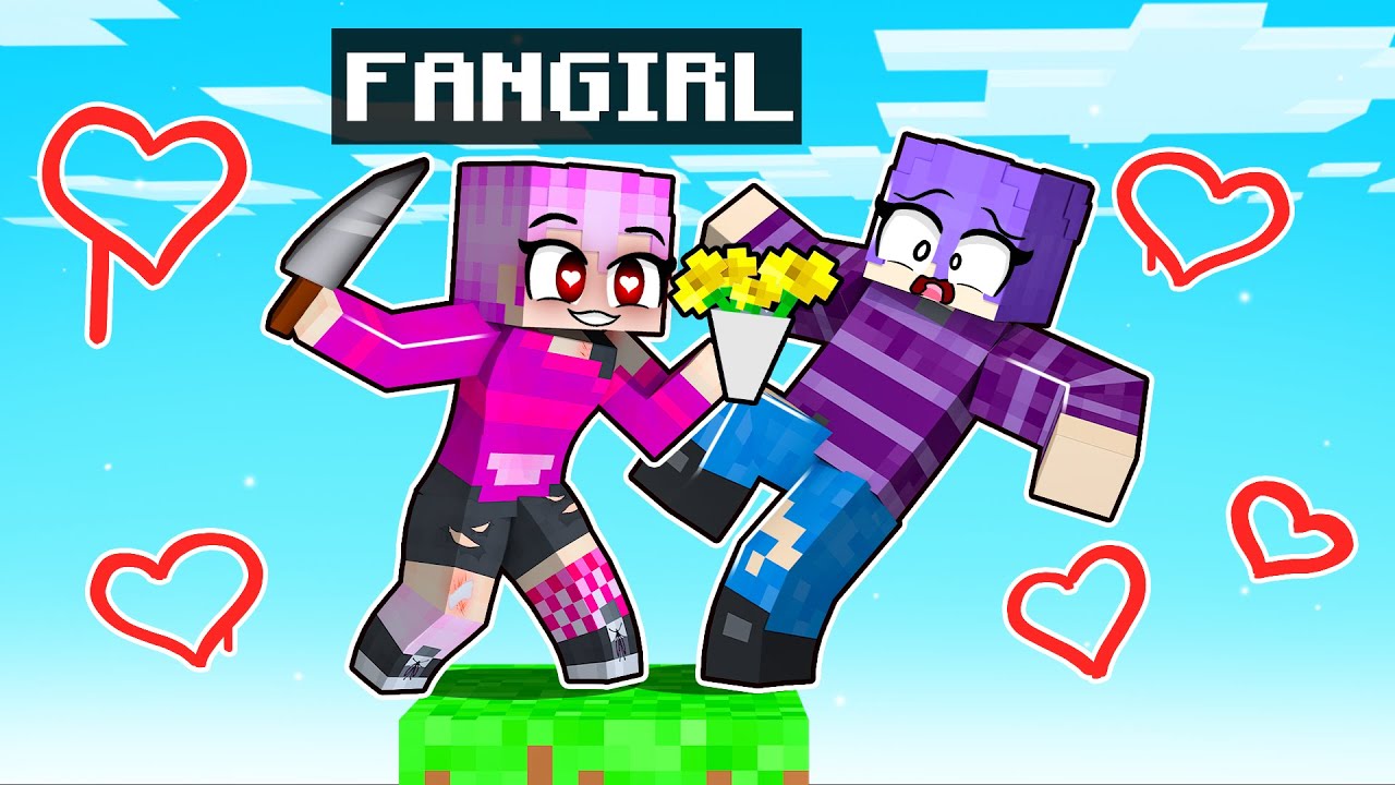 Escaping my CRAZY FAN GIRL on Skyblock in Minecraft
