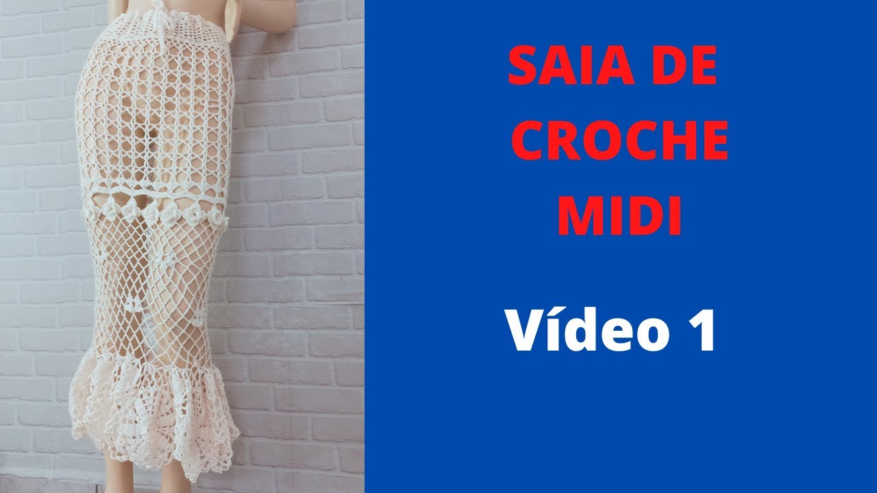 SAIA DE CROCHE MIDI - VIDEO 1 PONTO TELA #ARACELLYCOSTAMODACROCHE #500SUBS #SAIADECROCHE #SAIAMIDI