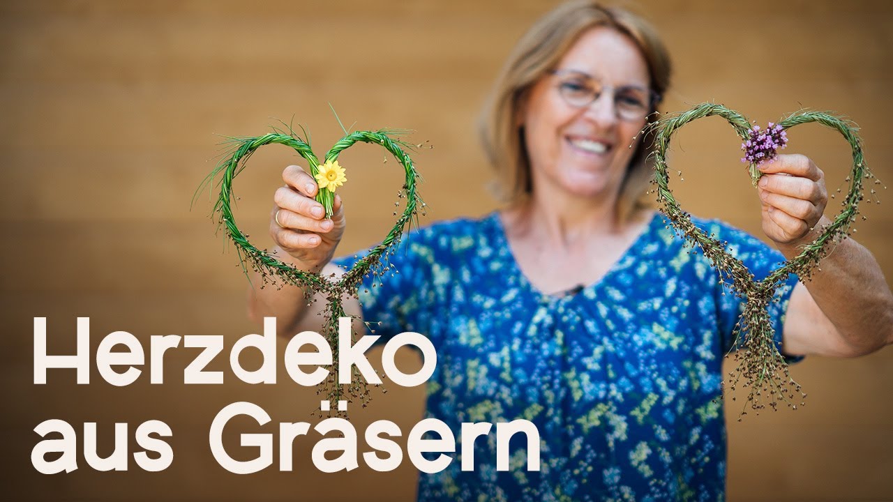 Wunderschönes Herz aus Gräsern flechten - DIY Gartendekoration 😍🌱